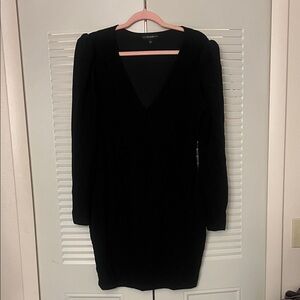 Guess Black Long Sleeve V-Neck Dress